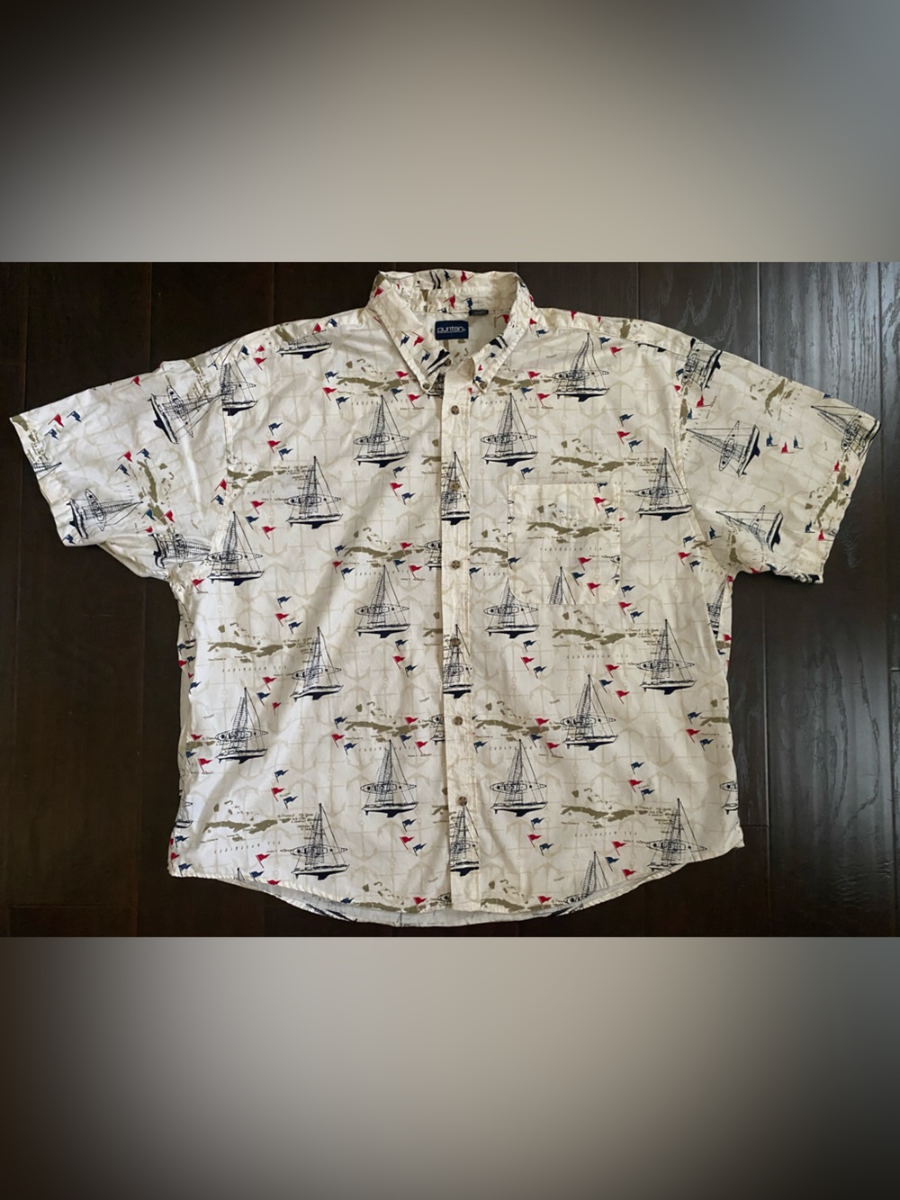 PURITAN SAILING CARIBBEAN MAP Men’s Casual Hawaiian Shirt 3XL 100% Cotton